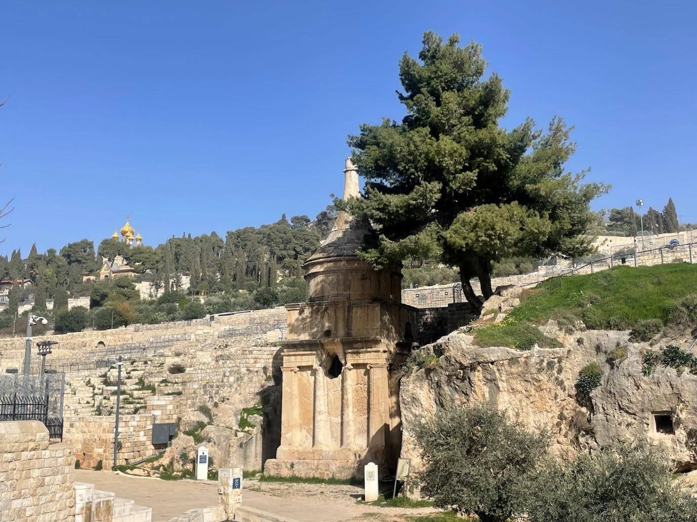Absalom’ Pillar, in the Kidron Valley, on the western slope of the Mount of Olives. Photo: Henri Gourinard, 2026