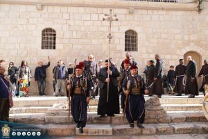 Shadi, Saliba and William at the Church of the Holy Sepulchre, Jerusalem