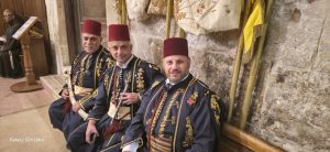Shadi, Saliba and William at the Church of the Holy Sepulchre