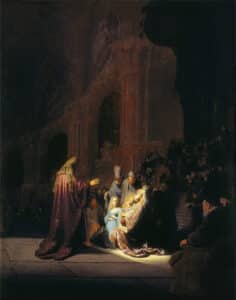 Simeon’s Song of Praise, 1631. Rembrandt van Rijn. Mauritshuis